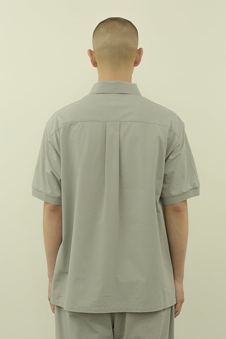 PRECEPT MESH KNIT HAIF ZIP S/S SHIRT GRAY