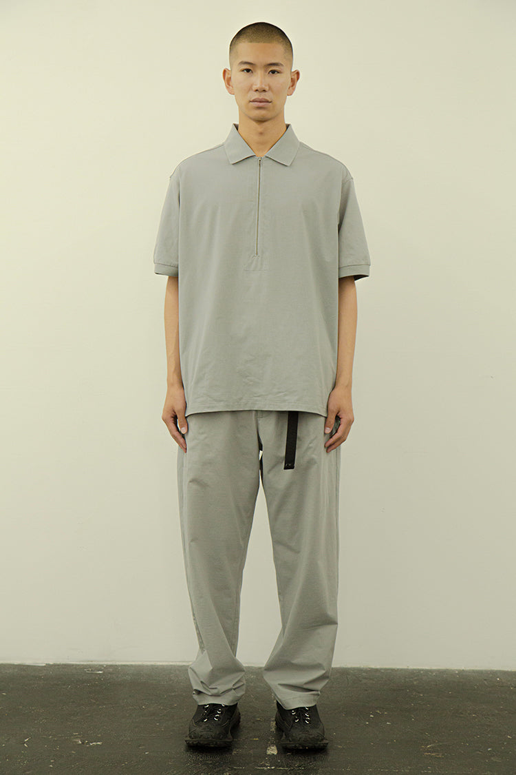 PRECEPT MESH KNIT HAIF ZIP S/S SHIRT GRAY