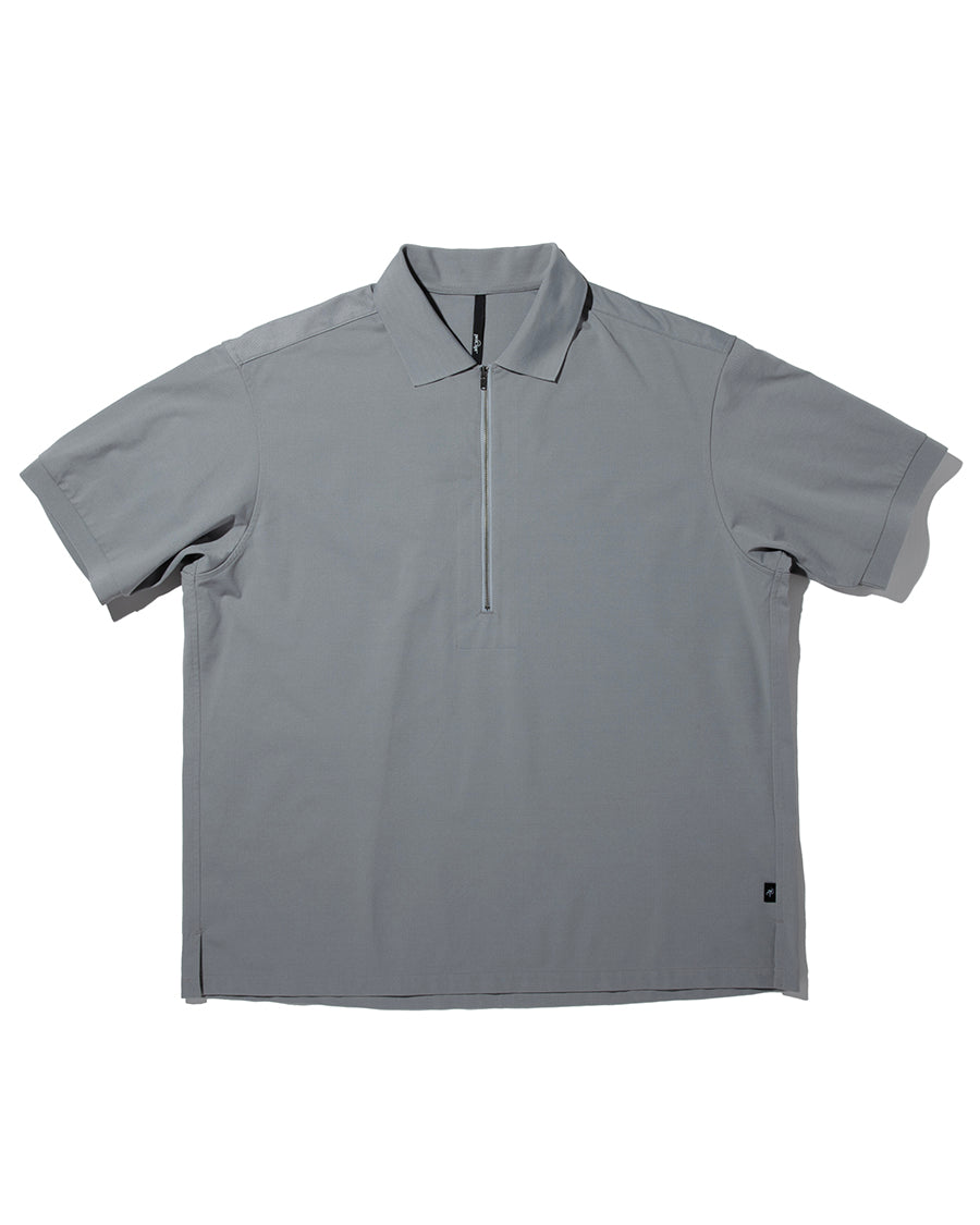 PRECEPT MESH KNIT HAIF ZIP S/S SHIRT GRAY