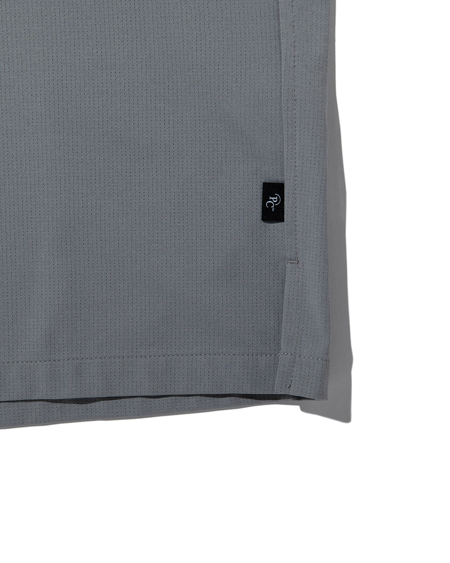 PRECEPT MESH KNIT HAIF ZIP S/S SHIRT GRAY
