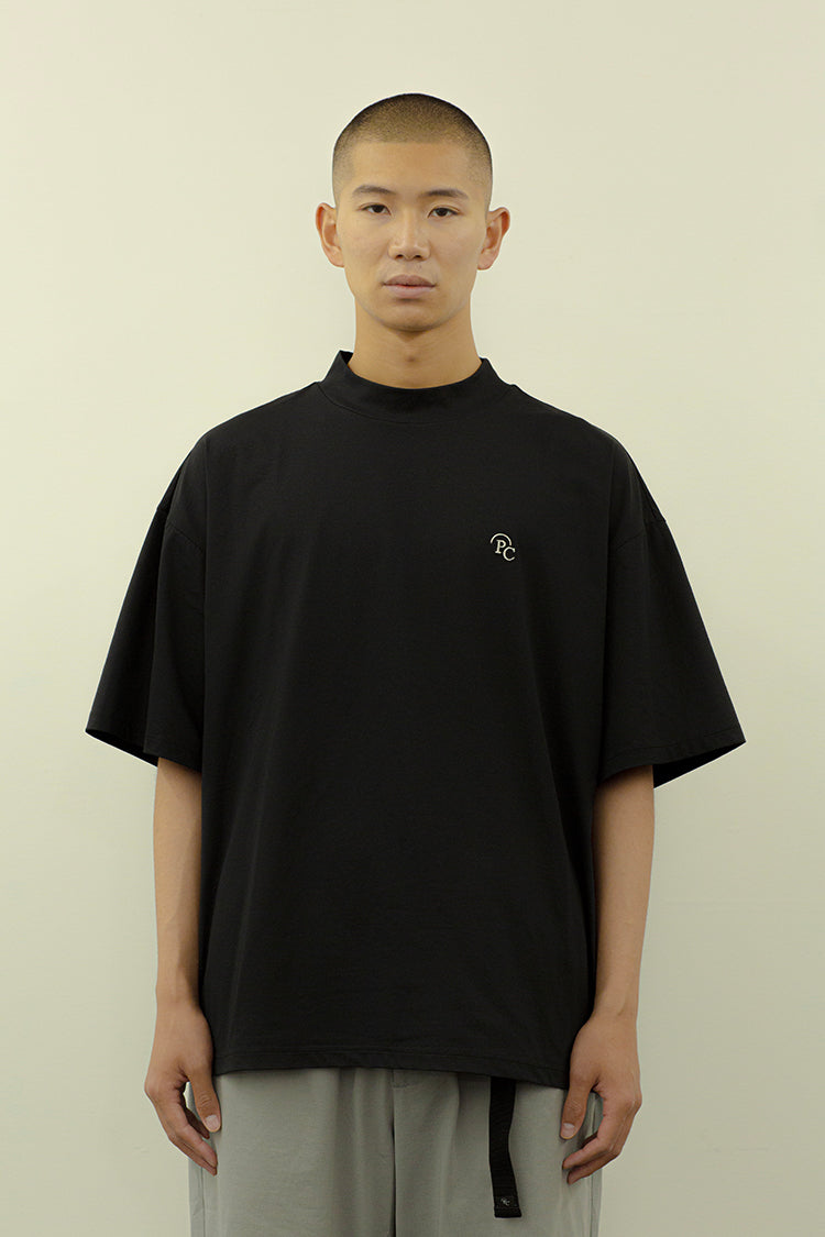 MOCK NECK T-SHIRT BLACK