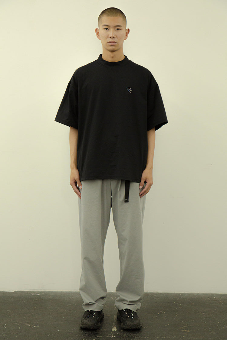 MOCK NECK T-SHIRT BLACK