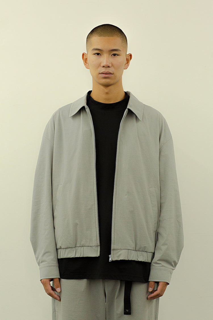 PRECEPT MESH KNIT ZIP BLOUSON GRAY