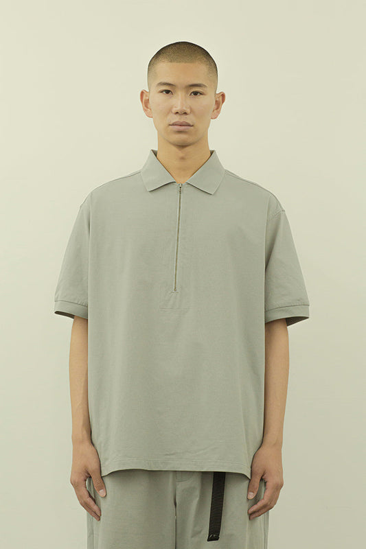 PRECEPT MESH KNIT HAIF ZIP S/S SHIRT GRAY