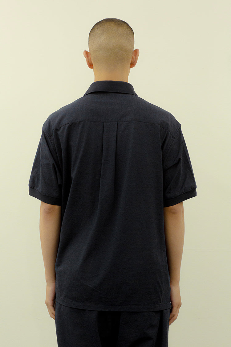 PRECEPT MESH KNIT HAIF ZIP S/S SHIRT NAVY