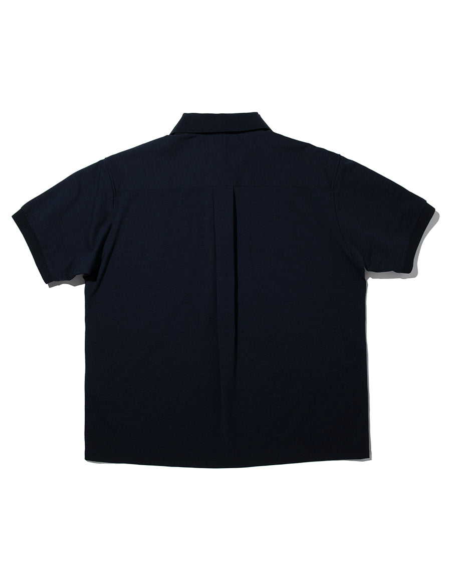 PRECEPT MESH KNIT HAIF ZIP S/S SHIRT NAVY