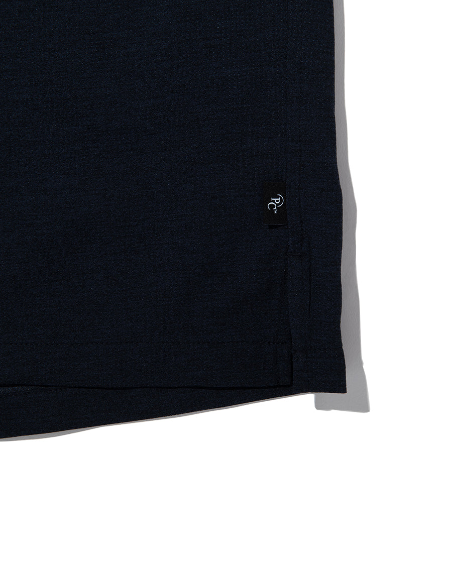 PRECEPT MESH KNIT HAIF ZIP S/S SHIRT NAVY